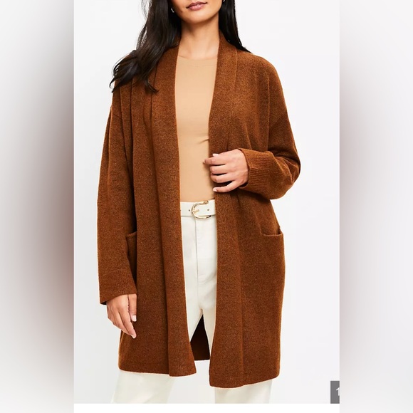 LOFT Sweaters - Loft brown open long drape cardigan